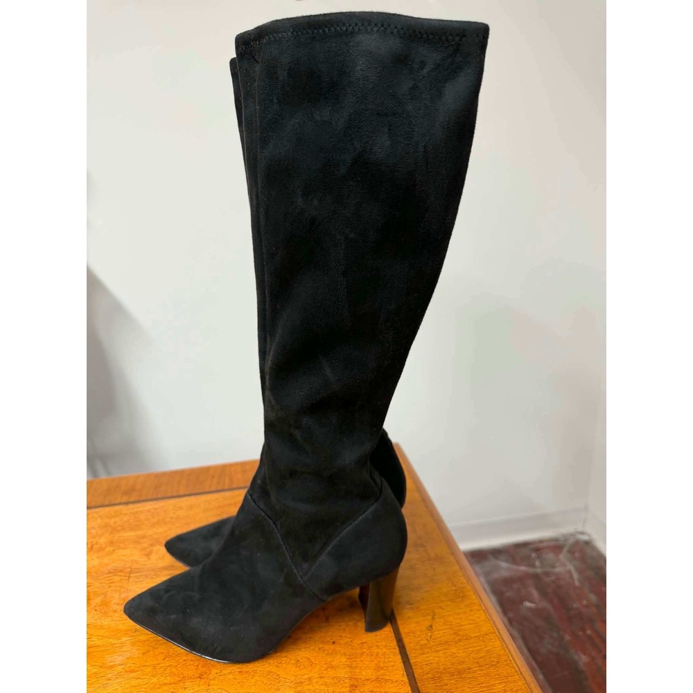 Boden Black Suede Pointed Toe Block Heel Knee High Tall Boots Size 39